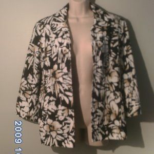Alfred Dunner- Women's Black & White Floral lightweight Jacket